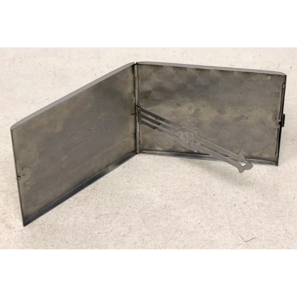 Vintage Silver Tone Cigarette Case Metal Card Holder Art Deco Style Wallet 3x4